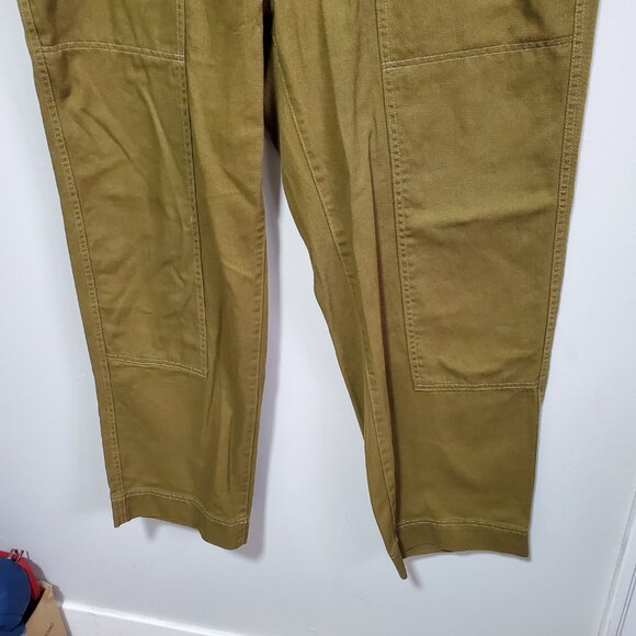 OLD NAVY Utility Straight Leg Pants 30" High Rise Carpenter Satin Moss Womens 16 - Picture 6 of 15